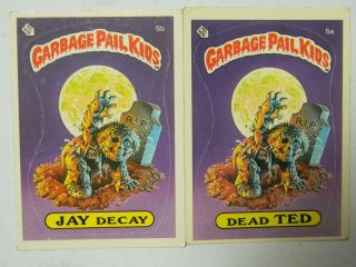 1985 Topps Garbage Pail Kids Series 1 5 A&b Dead Ted,  Jay Decay 9899 Glb