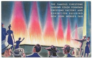 Firestone Singing Color Fountains Vintage Postcard © 1939 Tire & Rubber Co