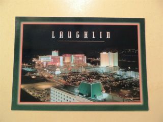 Nighttime Aerial View Of Casino Hotels Laughlin Nevada Vintage Postcard