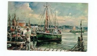 Vintage Post Card Artist Signed Seascape Water Color By James Murray