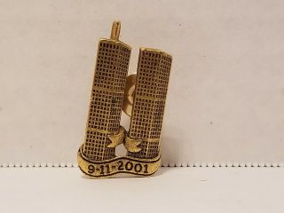 Patriotic Twin Towers Lapel Pin 9/11 - Gold Tone