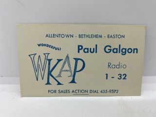 Vintage Wkap Radio Advertising Allentown Bethlehem Easton Pa.  Business Card