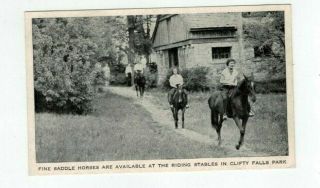 In Madison Indiana Vintage Post Card Clifty Falls State Park People Ride Horses