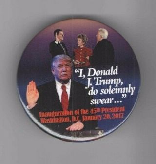15 2017 Pin Donald Trump Pinback Inauguration Oath,  Ronald,  Nancy Reagan