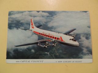 Capital Airlines Viscount Turbo - Prop Airplane In Flight Vintage Postcard