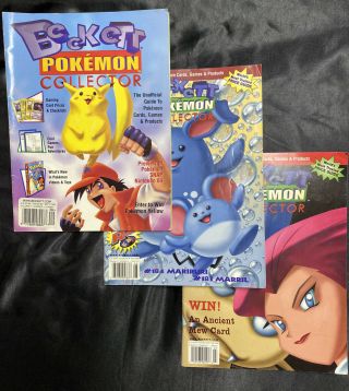 Beckett Pokémon Collector Magazines - Vol 1 No 1,  Vol 2 No 6,  Vol 2 No 7 - Vintage