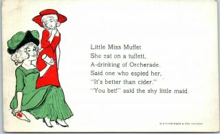Vintage 1910s Chicago Advertising Postcard Orcherade " Little Miss Muffet "