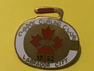 Carol Curling Club Labrador City Newfoundland Canada Vintage Lapel Pin,  Rare