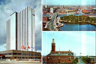 Vintage Photo Postcard Hotel Scandinavia - Town Hall Copenhagen Denmark
