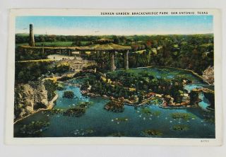 Vintage Linen Color Postcard Sunken Garden Brackenridge Park San Antonio Tx 1930