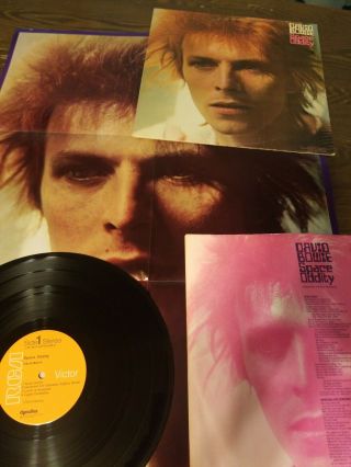 David Bowie Space Oddity Poster First Pressing Orange Vg,  Lp Record Vinyl Rock