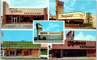 Vintage Florida Advertising Postcard Tylers Restaurants 4 Locations Miami 1960s