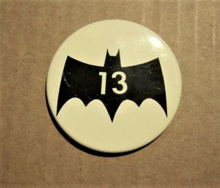 Vintage Batman Logo Pinback - Button With The Number " 13 ",  2.  25 " In Diameter