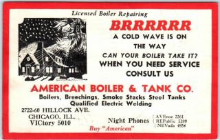 Vintage Chicago Advertising Postcard American Boiler & Tank Co.  W/ 1940 Cancel