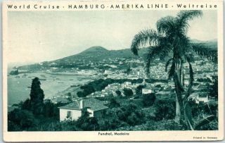 Vintage Hamburg - Amerika Line Steamship Co.  Postcard " Funchal Madeira " 1932