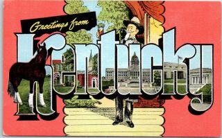 Vintage Kentucky Large Letter Postcard State Capitol View Kropp Linen C1940s