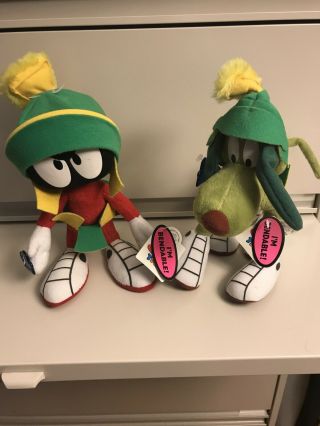 Marvin The Martian And K - 9 Dog Plush Toy Applause Looney Tunes 12 " Bendable