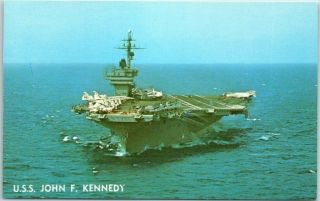 Vintage Us Navy Ship Postcard U.  S.  S.  John F.  Kennedy Aircraft Carrier Cv - 67