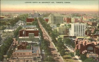 Toronto Ontario Canada Aerial North On University Avenue Vintage Postcard