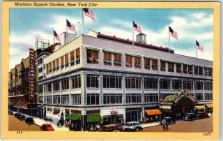 Vintage York City Postcard " Madison Square Garden " Street View C1940s
