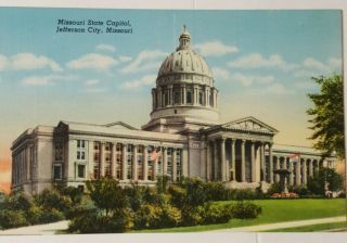 Vintage Missouri Postcard State Capitol Building Jefferson City Mo 1940s