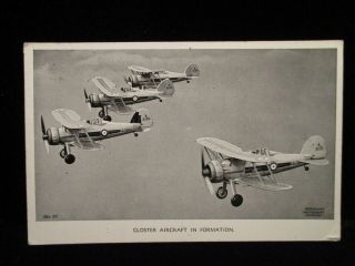 Gloster Aircraft In Formation Airplane Vintage Ww2 Military Aviation Postcard