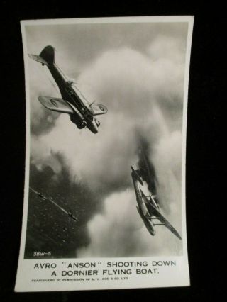 Avro Anson Shooting Down Dornier Airplane Vintage Ww2 Military Aviation Postcard