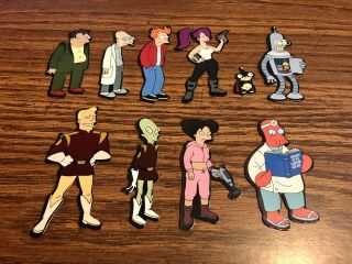 (set Of 10) " Futurama " Cast Bender,  Fry,  Leela,  Zoidberg 2” X 3” Fridge Magnets