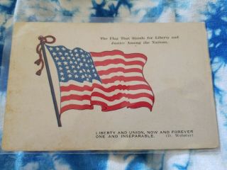 American Flag Greetings June 30 1922 Vintage Postcard Washington Green Stamp