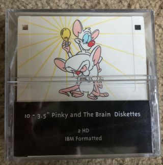 Vintage Pinky And The Brain Floppy Discs Diskettes Pack Of 10 Warner Bros Rare