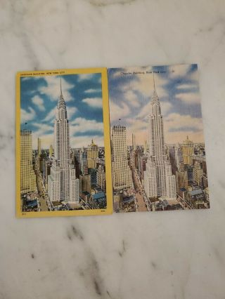 Two Vintage Linen Postcards Of The Chrysler Building Nyc