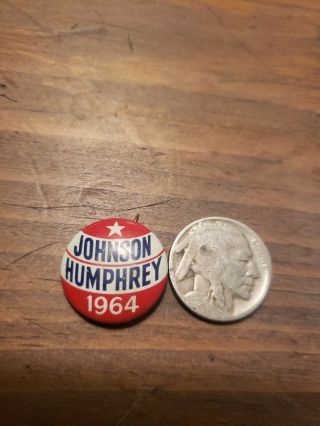 Lbj Hhh Pin 1964 Johnson Humphrey Election Campaign Button & Old Coin