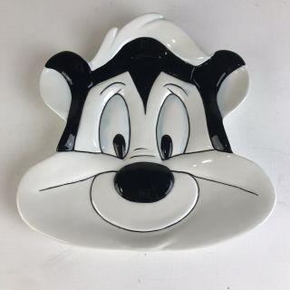 Rare Vintage 1994 Wb Looney Tunes Pepe Le Pew Face Shaped Ceramic Plate Flawless