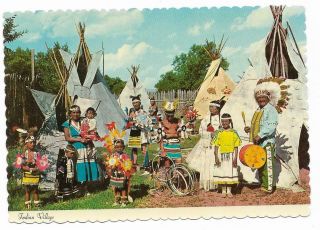 Vintage Native Americana Chrome Postcard Indian Village