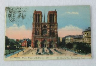 Church Of Notre Dame Paris,  France 1926 Vintage Antique Postcard