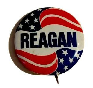Ronald Reagan Flag Pinback Pin Presidential Campaign Button.  Vintage.