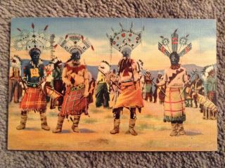 Vintage 1941 Postcard Of The Devil Dance Of The Apache Indians