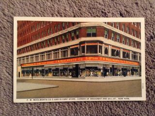 Vintage Postcard Of F.  W.  Woolworth Store,  Corner Of Broadway And 35th,  Nyc,  Ny