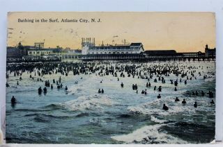 Jersey Nj Atlantic City Surf Bathing Postcard Old Vintage Card View Standard