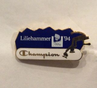 Lillehammer Norway 1994 Winter Olympic Games Champion Skiing Souvenir Pin