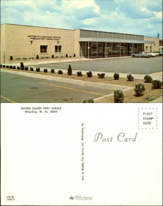 Us Post Office Wheeling Wv West Virginia Vintage Car Old Postcard