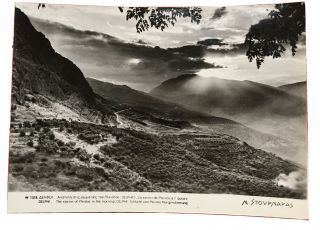 Rppc Delphi Ravine Pleistos Sunrise Photo By Stournaras Greece Vintage Postcard