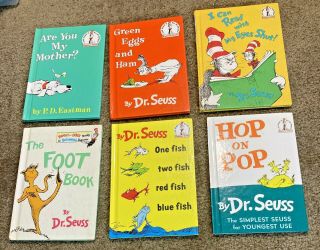 6 Dr.  Seuss Books Green Eggs And Ham One Fish Two Fish Hop On Pop Hard_8s_magic