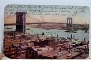 York Ny Nyc Brooklyn Bridge Richmond Stove Co Postcard Old Vintage Card View