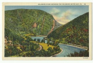 Vtg Pc Delaware River Entering The Delaware Water Gap Pa Pennsylvania Postcard