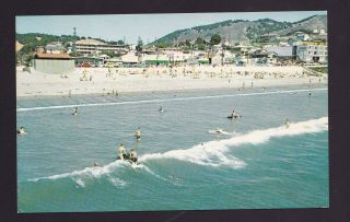 Old Vintage Postcard Of Beach And Surf At Resort At Avila Beach Ca