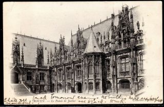 France Vintage B/w Postcard Rouen - Le Palais De Justice,  1905