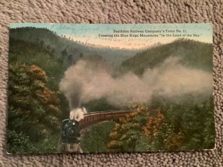 Vintage 1914 Postcard Of Southern Railway Train 11 Crossing Blue Ridge Mountain