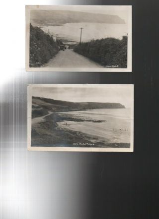 2 Vintage Postcard: Nare Beach Cornwall
