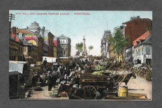 Vintage Post Card Showing City Hall And Jacques Cartier Market - Montreal Circa 19